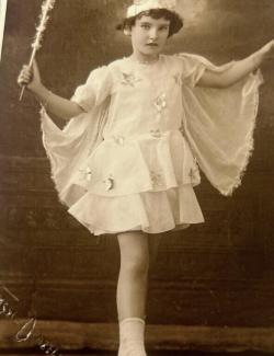 A black and white image of Sylvia as a child.