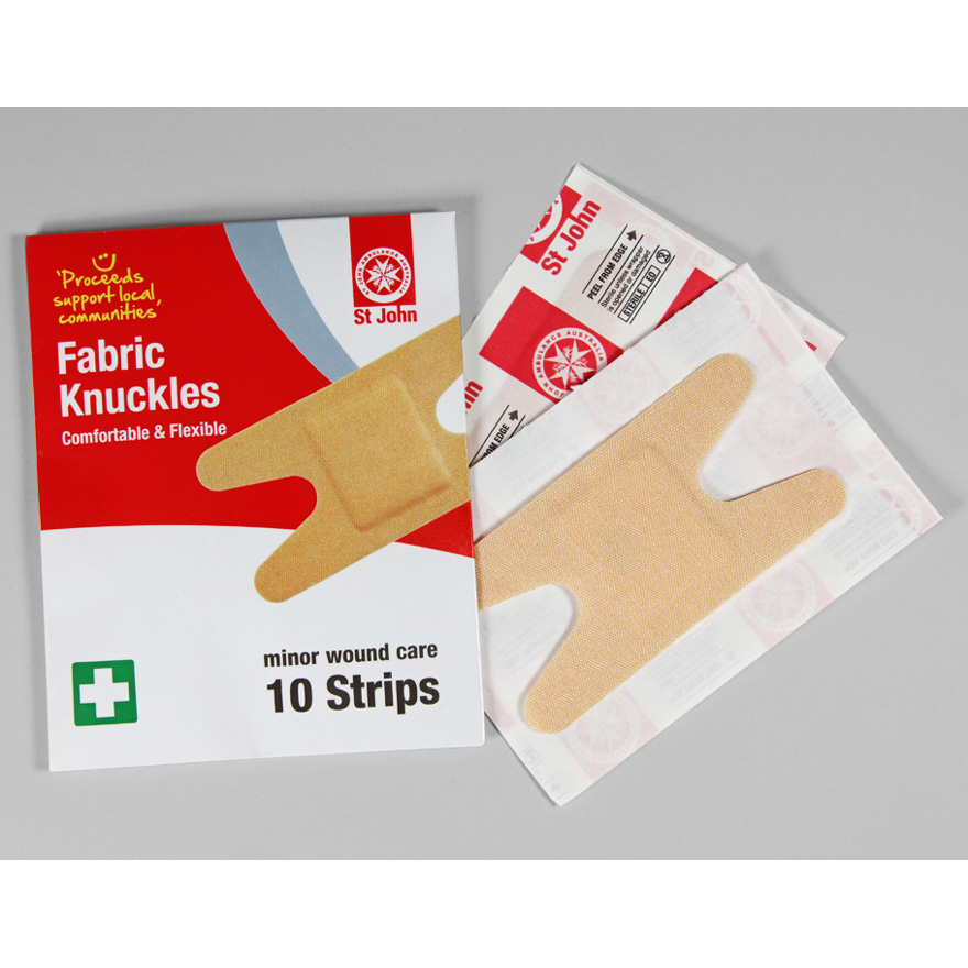 Strips Adhesive Knuckle Fabric Bx 10 St John Ambulance QLD