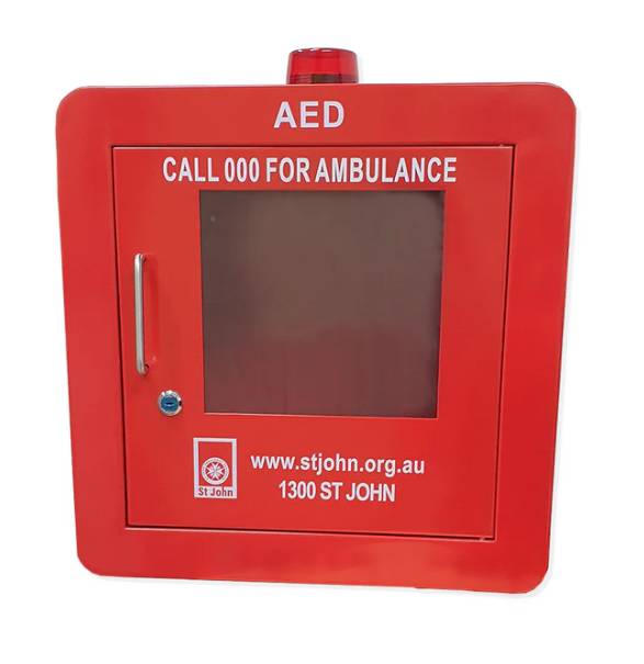 defib cabinet red box alarm strobe light